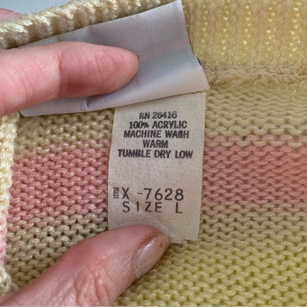 Vintage Avon Fashions Short Sleeve Pastel Striped Women's Sweater - Picture 4 of 7